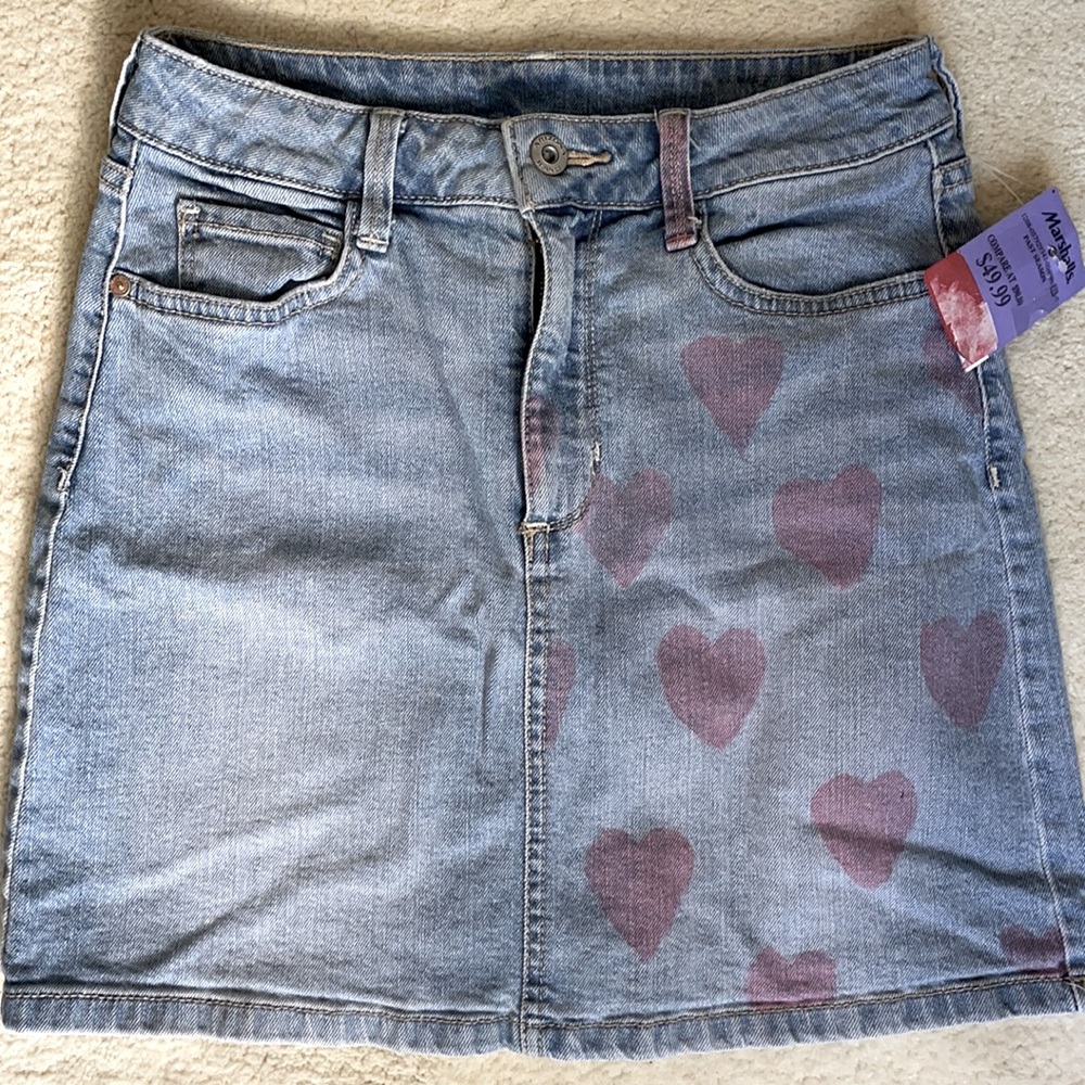 Arizona jean Co mini blue jean denim cotton hearts prints skirt size 3/  XS